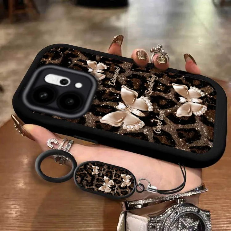 适用OPPOReno14Pro手机壳轻奢豹纹蝴蝶OPPOReno14网红个性手机壳