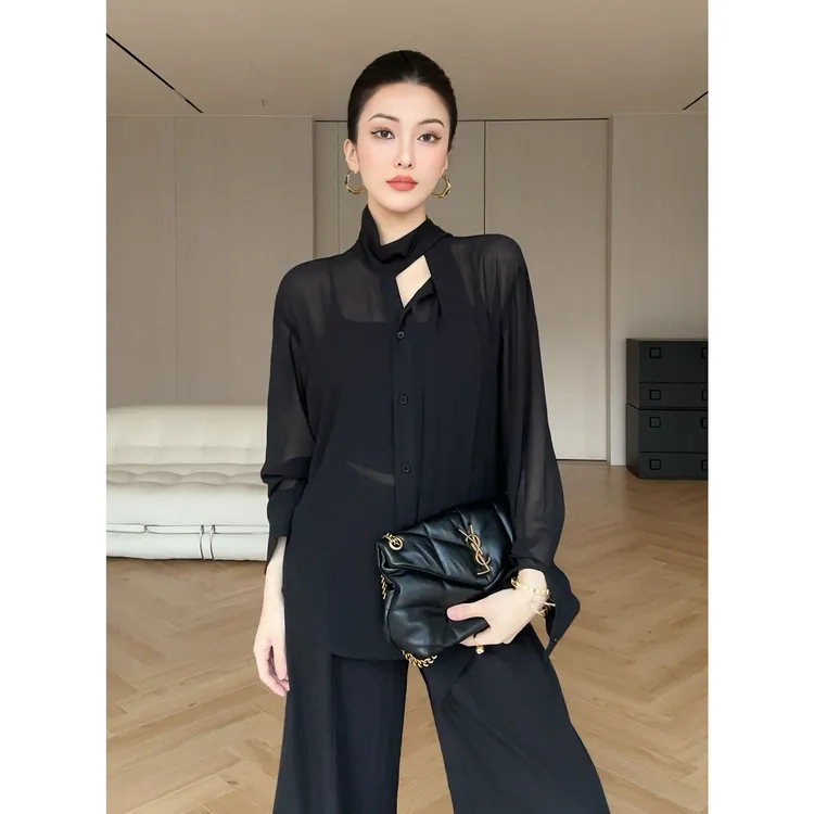 JIJINQI时尚气质显瘦优雅轻熟薄款设计感衬衫宽松上衣JC12CZXL426