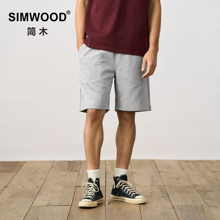 SIMWOOD/简木【宽松版】390g运动休闲散边抽绳五分卫裤短裤SN120095