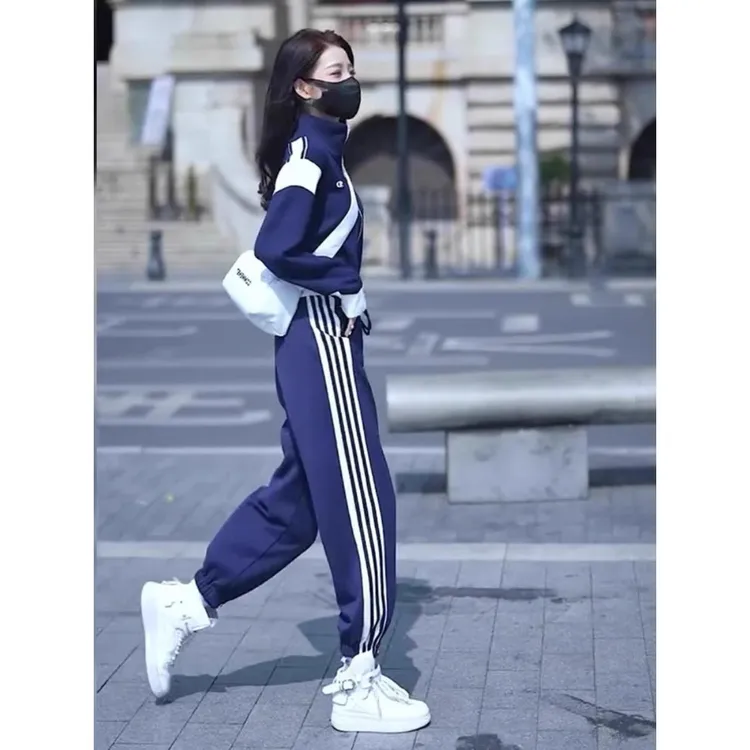 加绒加厚卫衣套装女秋冬2025新款炸街休闲运动两件套时尚洋气减龄