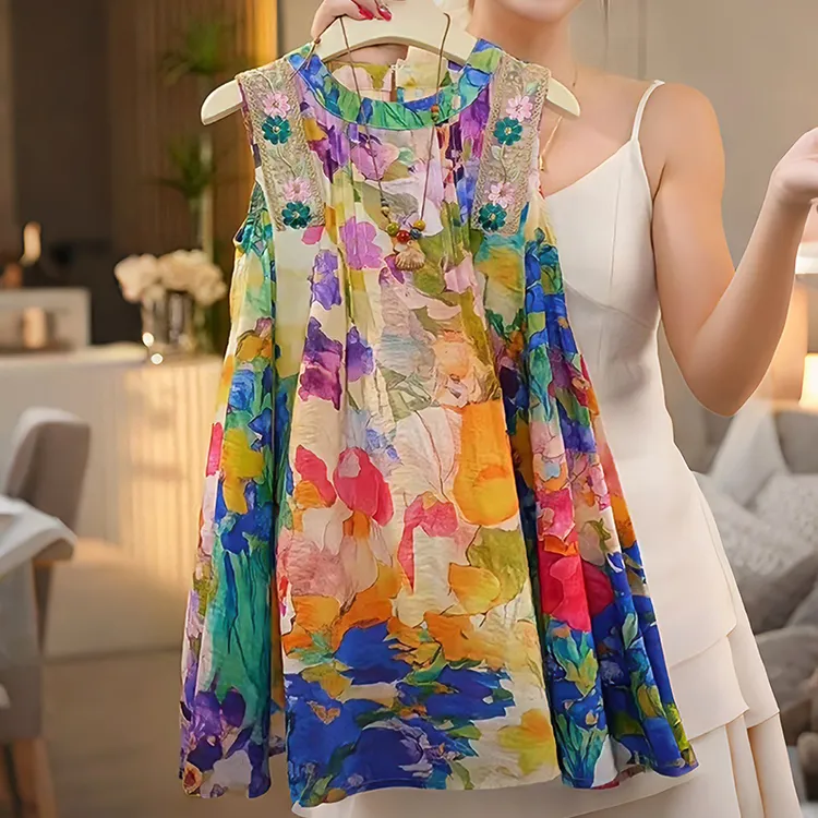 女童连衣裙夏季2025新款儿童无袖背心裙夏装女孩超好看度假沙滩裙