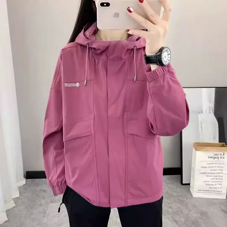 88988春秋季冲锋衣女户外运动时尚单层防水防风显瘦通勤旅游外套