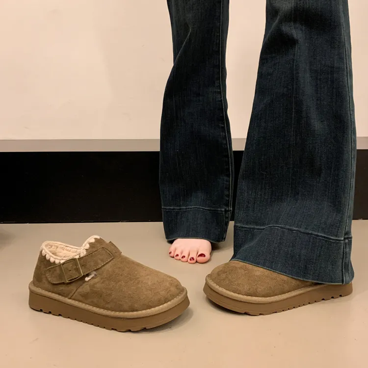 加绒保暖棉鞋厚底加厚雪地靴女款勃肯鞋子2025新款冬季豆豆乐福鞋