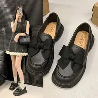 配裙子新款甜美蝴蝶结新款日系松糕鞋女生玛丽珍气质包头单鞋叶