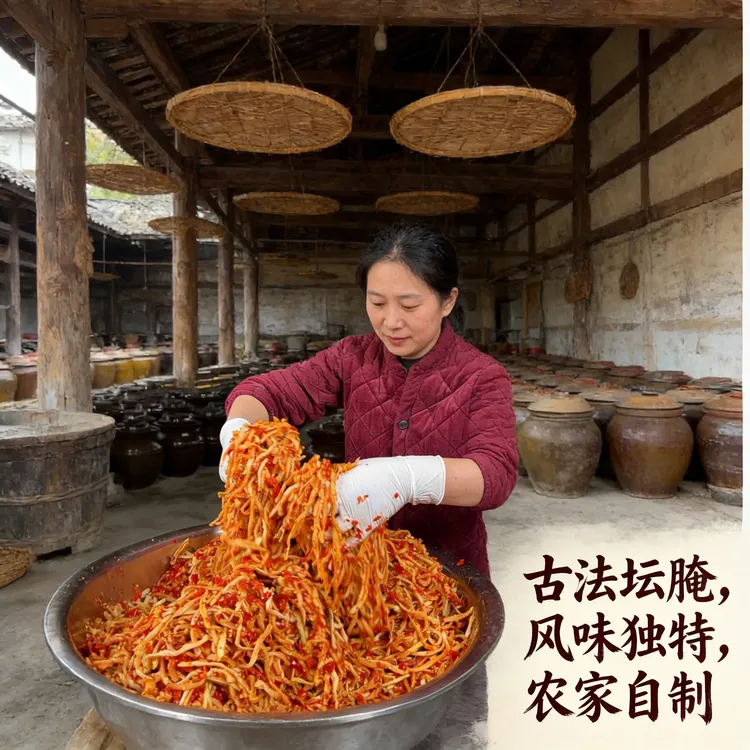 湖南邵阳农家自制不加糖的坛香萝卜条香辣脆爽萝卜干商品图