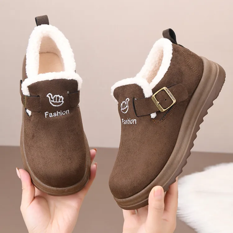 潮流勃肯女鞋加绒保暖女鞋2025冬季新款毛毛鞋舒适百搭冬季豆豆鞋