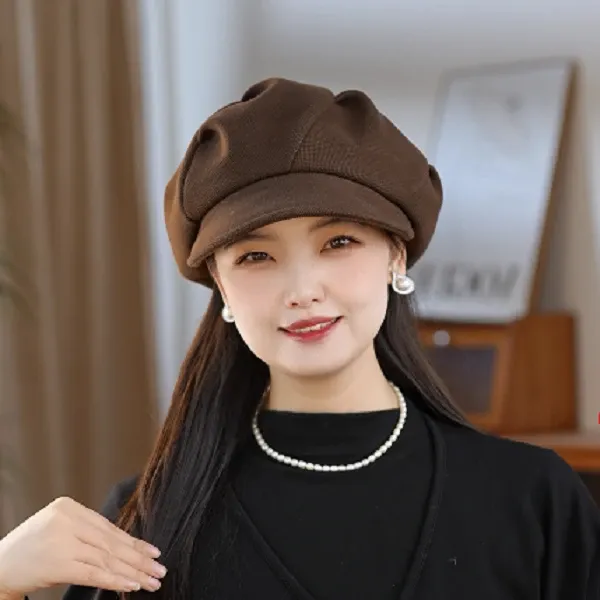 一帽五戴时尚鸭舌贝雷帽女秋冬百搭大头围显脸小反戴云朵八角帽子