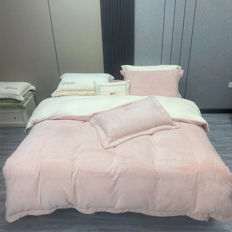 丽家平！永恒爱 丽绵绒！软到爆肉到爆255克牛奶棉绒四件套裸睡床品