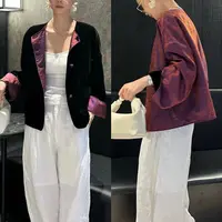  上新价~深圳99010新中式国风丝绒两面穿外套气质双面两穿上衣