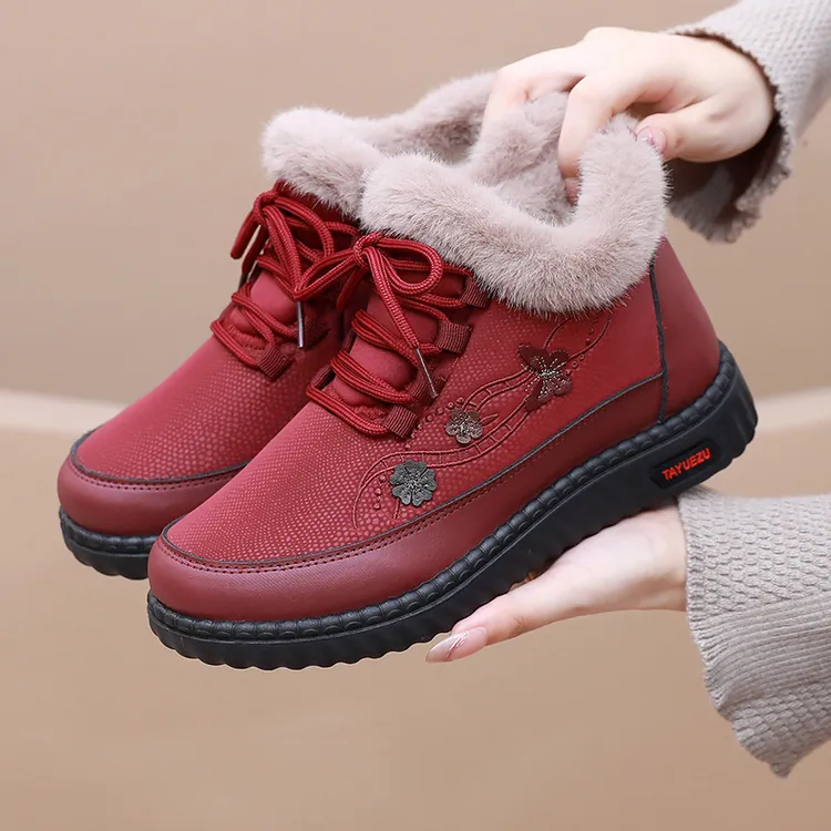 2025冬季新款加绒加厚保暖雪地靴妈妈鞋舒适防滑老北京棉鞋休闲鞋