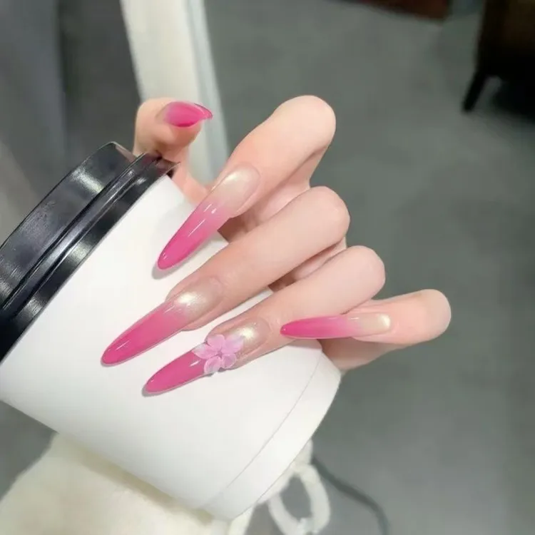 [辣妹火龙果]手工穿戴甲夏日纯欲立体冰花渐变气质高级显白美甲贴