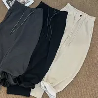 ［家淇定制］新款韩版松紧腰抽绳百搭修身显瘦时尚弯刀裤休闲裤6856
