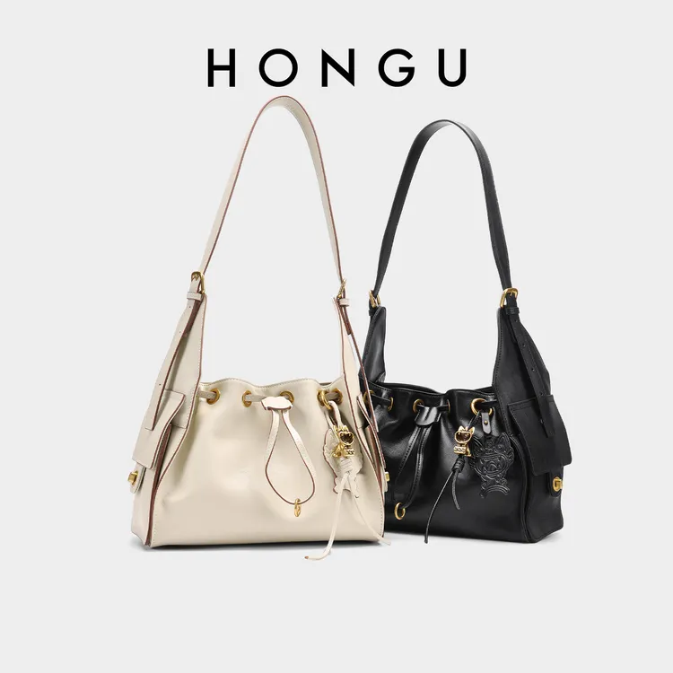 HONGU/红谷牛皮百搭单肩云朵包/瓦猫-牧云