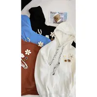 龙叨叨秋季新品小众设计感立体花朵连帽卫衣男慵懒风百搭针织毛衣