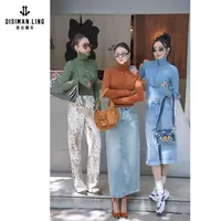 迪丝嫚苓多色毛织上衣显瘦长袖修身保暖高领秋冬小众优雅原创设计