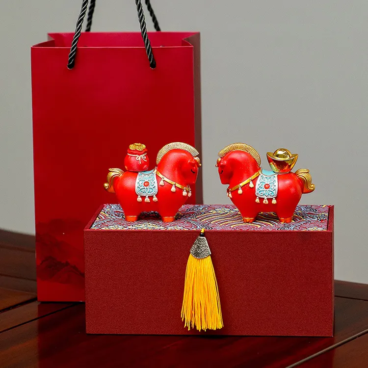 新中式马上发财摆件创意十二生肖马办公室工位桌面装饰高档送礼品