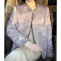 【紫霞】双面穿新中式外套保暖长袖气质时尚宽松女装冬季毛绒