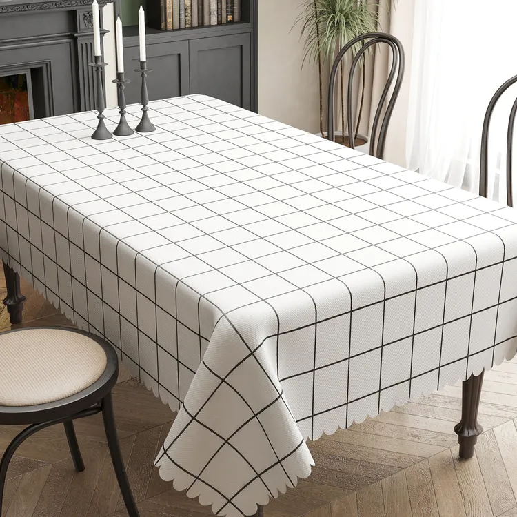 桌布布艺防水防油免洗ins网红格子长方形台布餐桌布茶几pvc桌垫