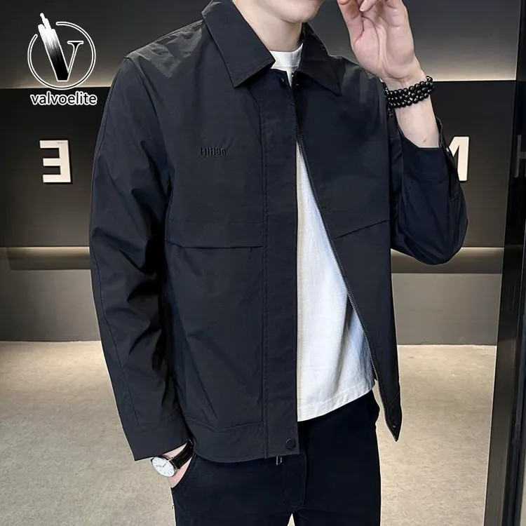 VALVOELITE春秋季翻领外套男高级感衣服新款潮流修身行政夹克上衣