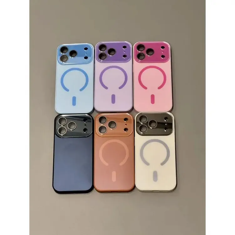 简约高级感肤感纯色大视窗磁吸适用iphone17proma苹果15手机壳16p