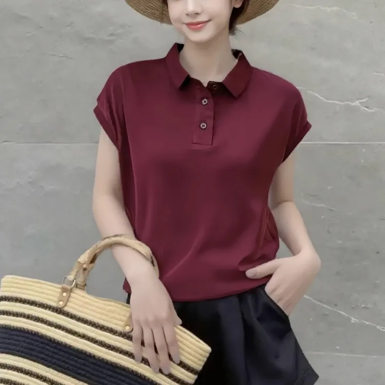 夏季时尚洋气百搭宽松polo休闲女装五一旅游出街衣服