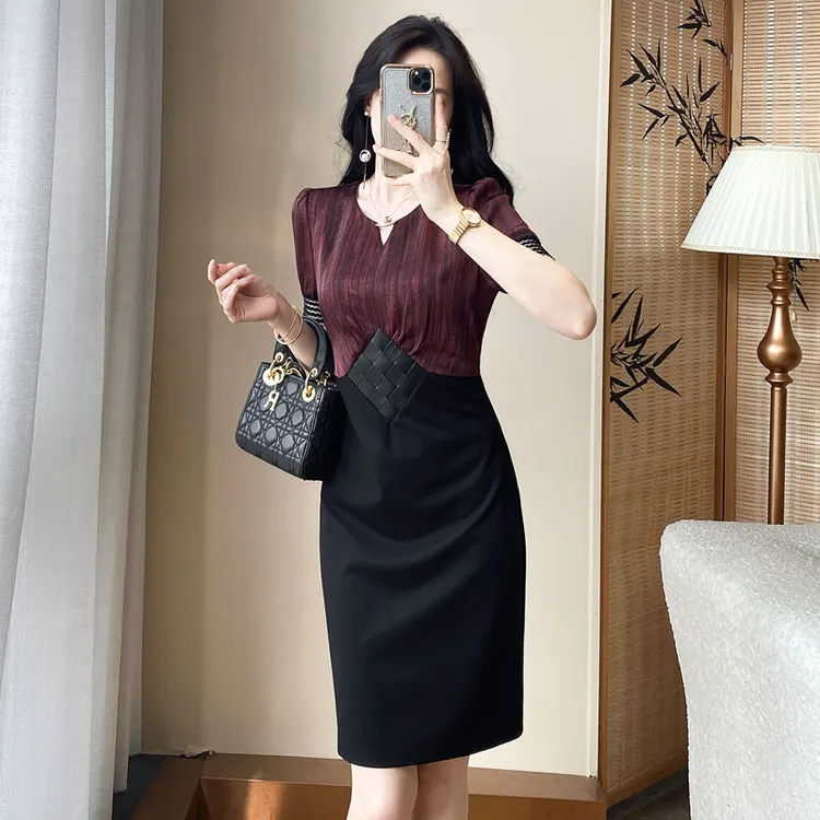 小个子连衣裙女2025夏季新款气质法式高级感修身显瘦拼接包臀裙子