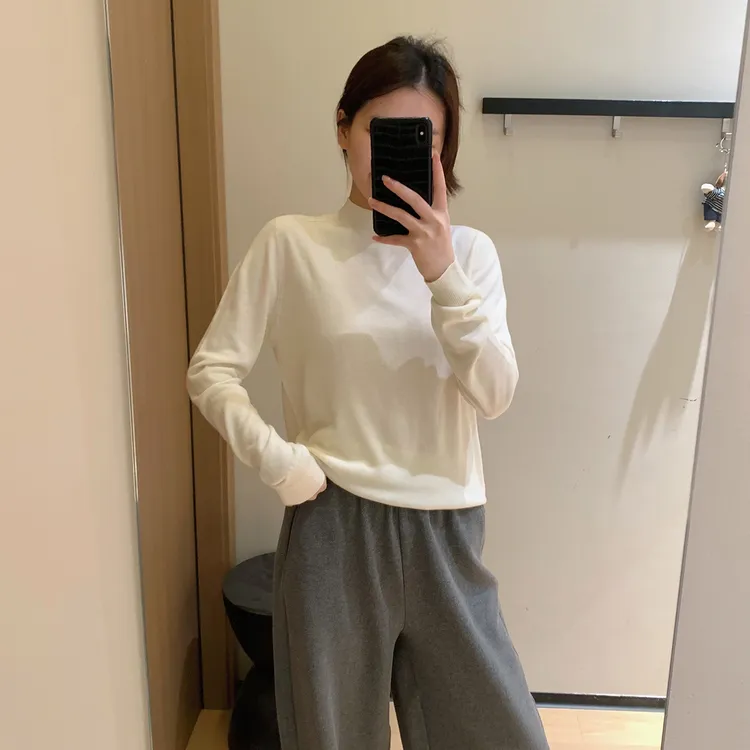 大叮自制【福利品】无缝一体48支半高领亲肤长袖针织衫！S6192