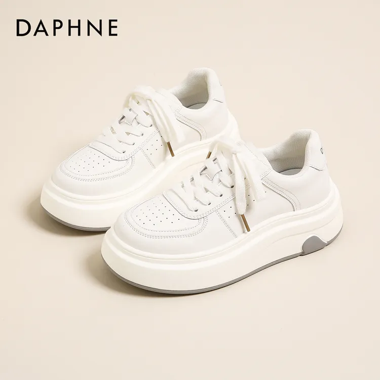 Daphne/达芙妮2025秋冬新款琥珀流光时尚百搭小白鞋透气休闲女鞋