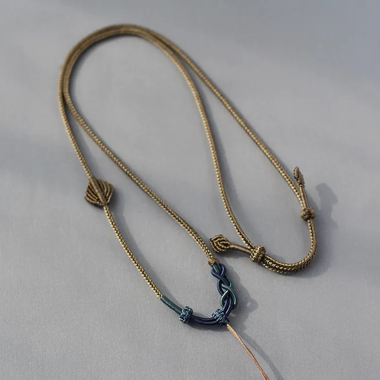 手工编绳吊坠挂绳项链绳叶子细款女可调节黄金吊坠配绳玉坠挂脖