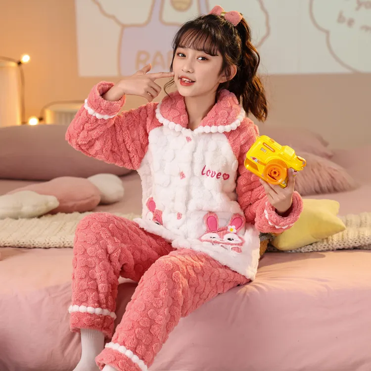 女童家居服加厚加绒2025新款儿童女孩秋冬季亲子外穿家居服8090