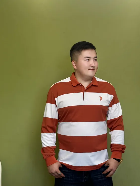  秋季男士商务休闲短袖条纹T恤POLO衫翻领刺绣宽松薄款上五色条男