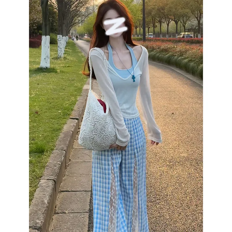 独特超好看女装搭配一整套夏季2025新款外搭罩衫上衣休闲裤两件套