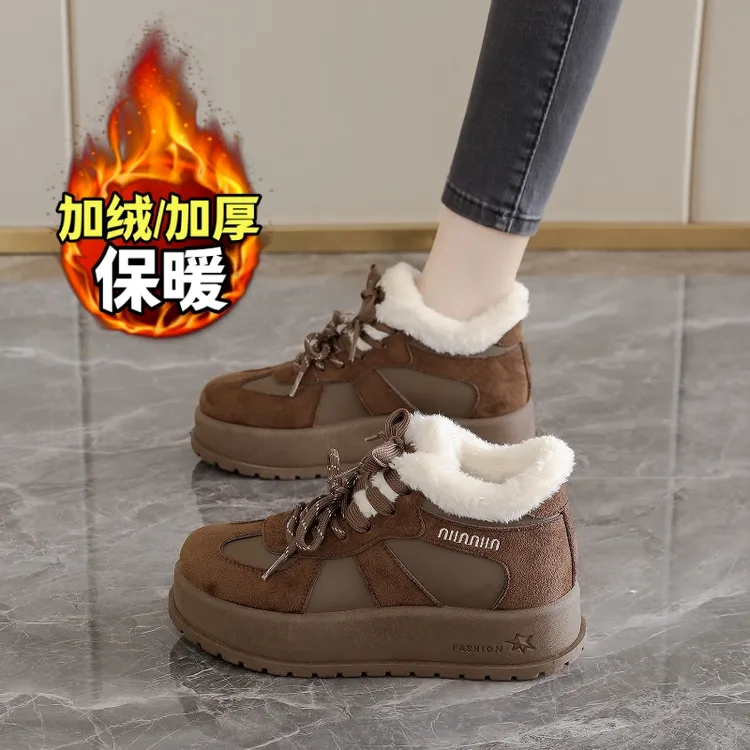加绒加厚东北大棉鞋女鞋子2025新款冬鞋高帮保暖运动鞋雪地靴34码