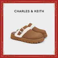 CHARLES & KEITH【商场同款】拼接毛绒厚底拖鞋 CK1-70920160