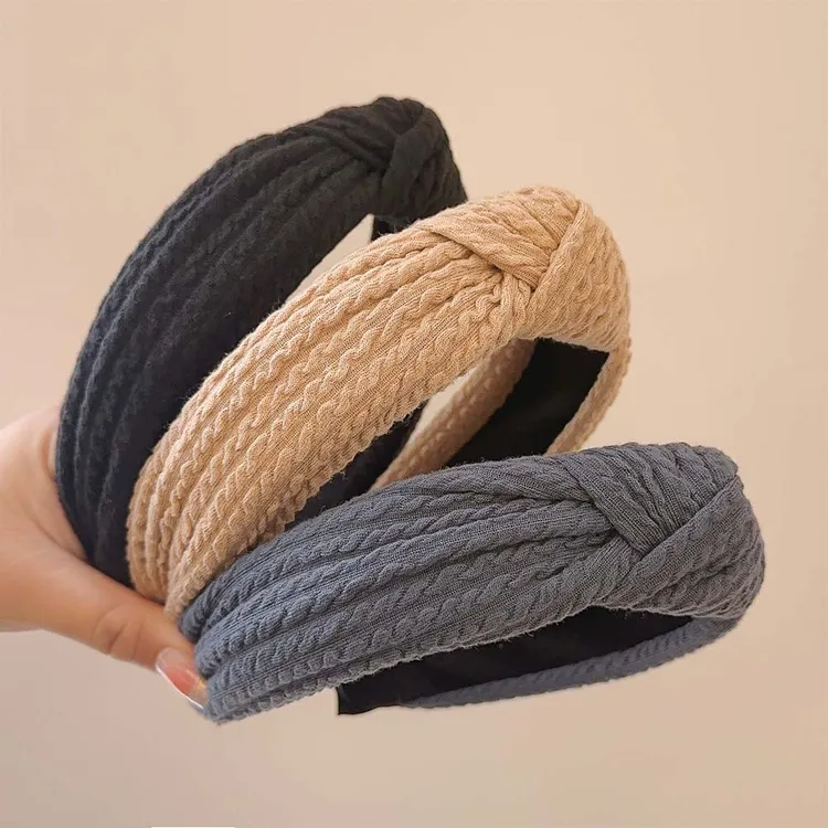 高颅顶发箍秋冬针织气质头箍发带时尚百搭麻花发饰