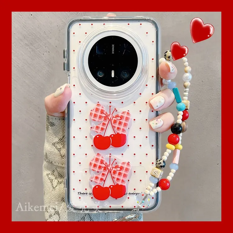 适用华为mate70pro+手机壳mate60pro波点立体mate50pro蝴蝶结樱桃