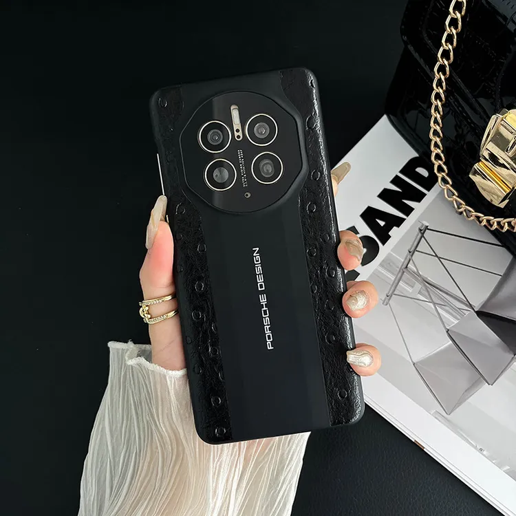 真皮设计防摔镜头全包高档女款手机壳现货华为mate60Pro华为mate6