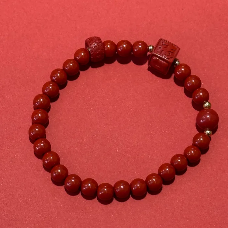 天然辰砂【喜乐】朱砂手串本命年限定女款马鼠兔牛