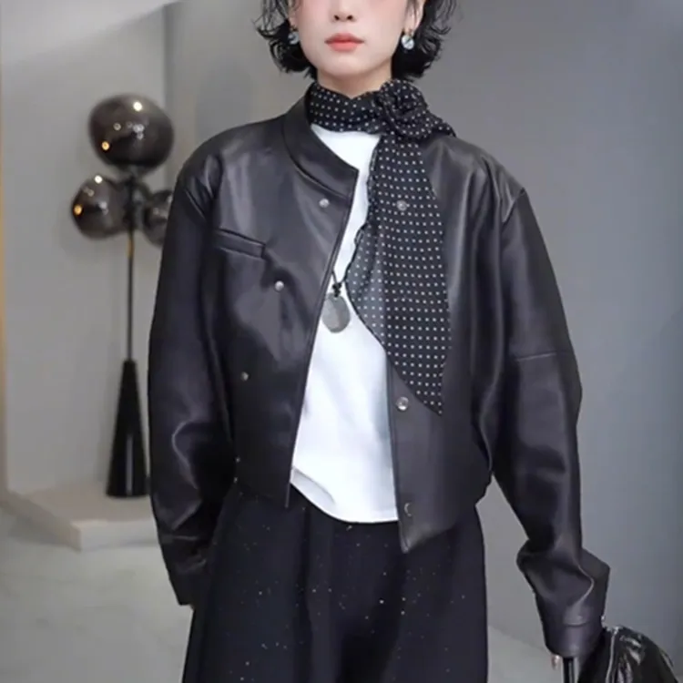 酷飒皮衣女士女款春季新款百搭减龄小众设计感上衣超好看气质外套