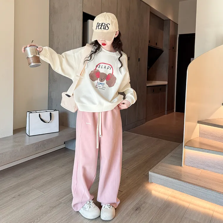 NEXTVSTO女童秋装套装2025新款洋气卫衣女大童春秋休闲运动两件套