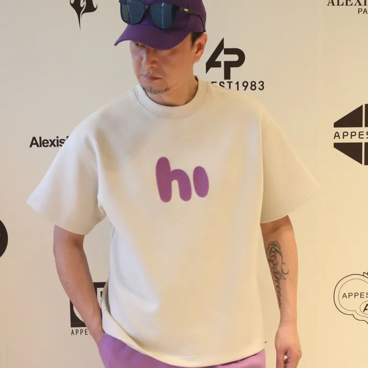 春季新款重磅圆领宽松字母磨砂滴胶短袖时尚百搭T恤7081