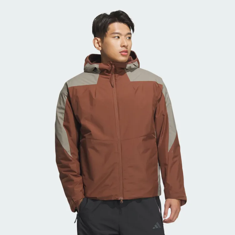 正品Adidas阿迪达斯男子秋冬季加绒防泼水连帽外套 JZ8414 JZ8415