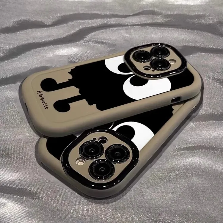 简约煤球适用苹果16promax硅胶17Pro手机壳可爱卡通全包软壳情侣