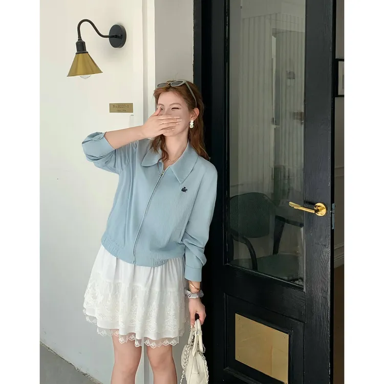 裂渡宣宣【海盐冰激凌】微胖大码女春夏百搭轻薄夹克外套ZY502F08