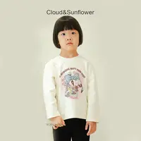 【云朵小葵】女童秋季新款小猫生日聚会圆领纯色打底衫1114417
