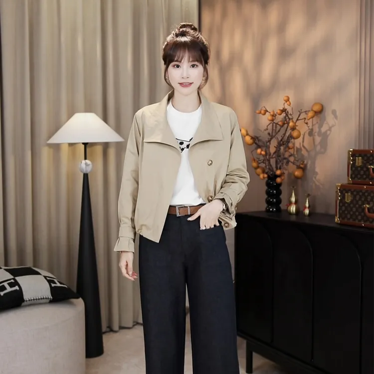 LMENY“轻量风衣”气质立领单排扣高智感初秋短款风衣25CW008