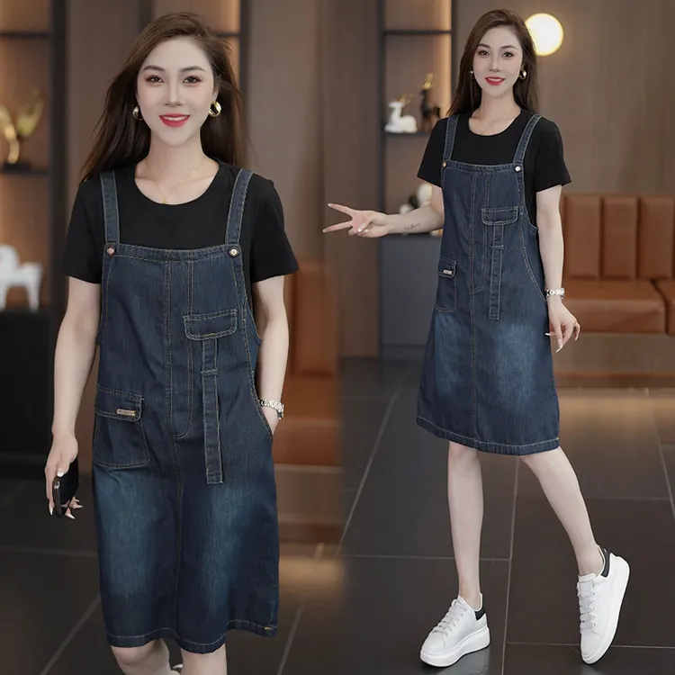 休闲连衣裙拼接外穿拼色夏季牛仔背带款小个子见详情韩版宽松2025
