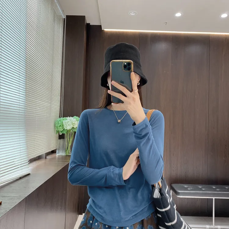 IMFLY金小金自制女装 莱赛尔T恤DYW9521韩系圆领薄款防晒长袖T恤