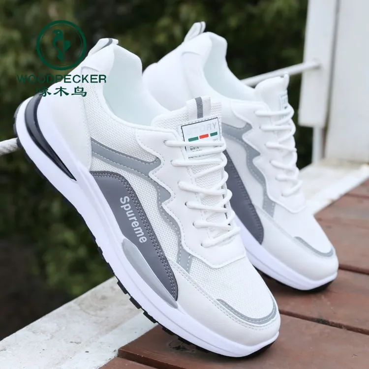 正品啄木鸟夏季透气男鞋新款男士网面运动休闲跑步增高潮鞋