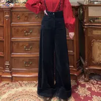 现货一生罗曼【海水系列】纯色直筒休闲后腰松紧灯芯绒长裤K487